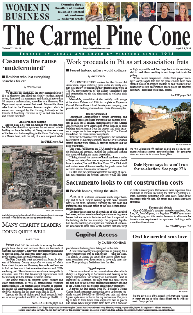 The Carmel Pine Cone's front page for this week