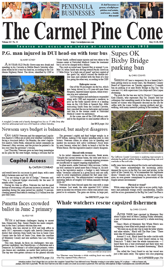 The Carmel Pine Cone's front page for this week