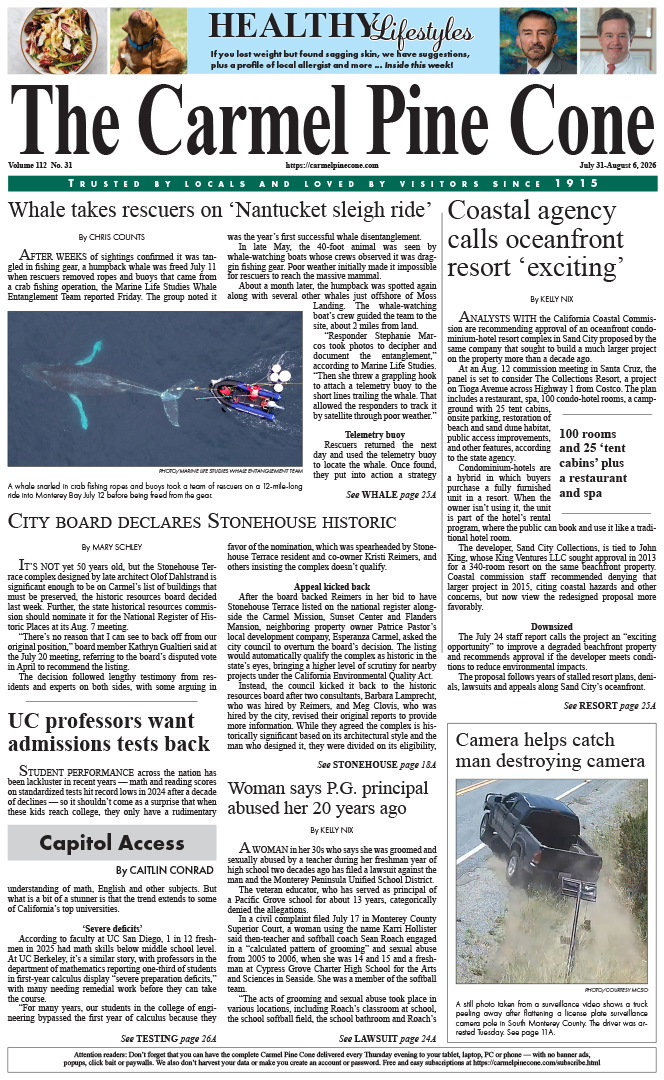 The Carmel Pine Cone's front page for this week