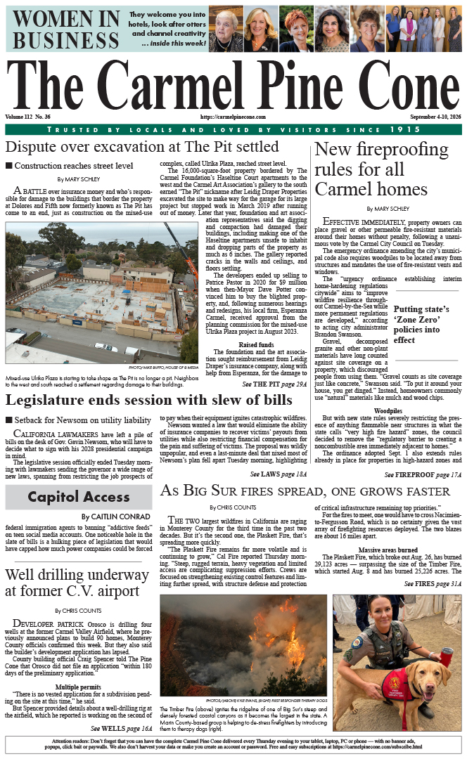 The Carmel Pine Cone's front page for this week